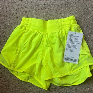 Lululemon Hotty Hot Highlight Yellow 4 inch shorts